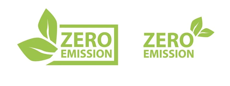 Zero Emission. Net zero label stamp design leaves Zero Emission carbon eco stamp Stock Illustration