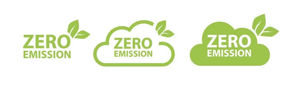 Zero Emission. Net zero label stamp design leaves Zero Emission carbon eco stamp Stock Illustration