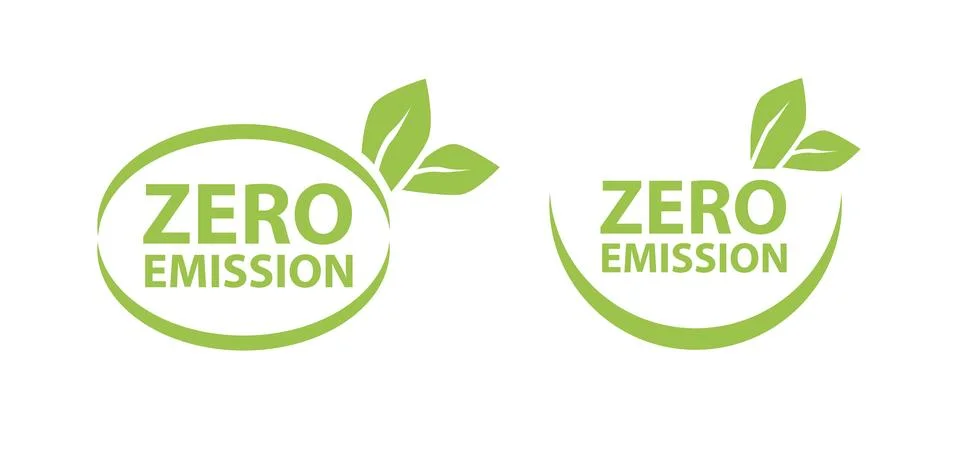 Zero Emission. Net zero label stamp design leaves Zero Emission carbon eco stamp Stock Illustration