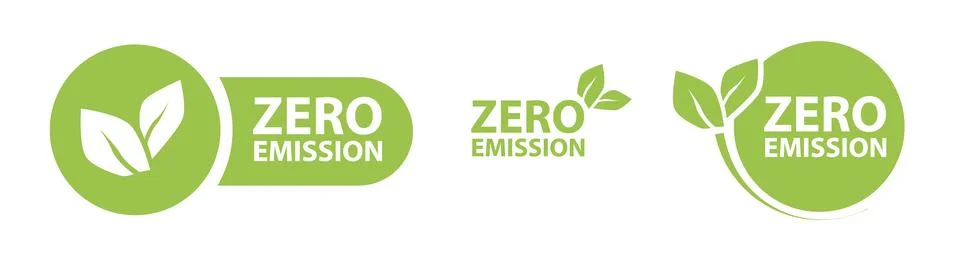Zero Emission. Net zero label stamp design leaves Zero Emission carbon eco stamp Stock Illustration