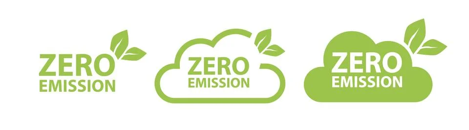 Zero Emission. Net zero label stamp design leaves Zero Emission carbon eco stamp Stock Illustration