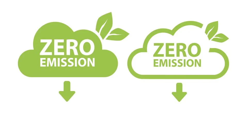 Zero Emission. Net zero label stamp design leaves Zero Emission carbon eco stamp Stock Illustration