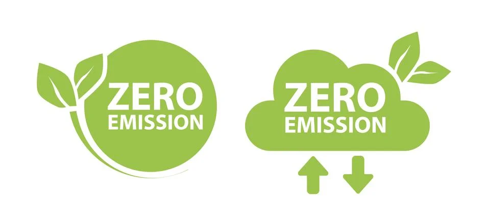 Zero Emission. Net zero label stamp design leaves Zero Emission carbon eco stamp Stock Illustration