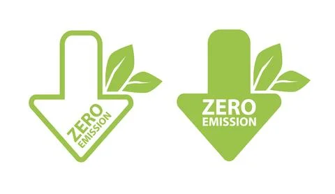 Zero Emission. Net zero label stamp design leaves Zero Emission carbon eco stamp Stock Illustration