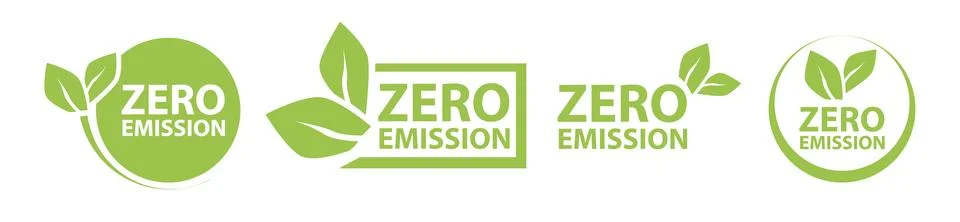 Zero Emission. Net zero label stamp design leaves Zero Emission carbon eco stamp Stock Illustration
