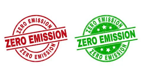 ZERO EMISSION Round Watermarks Using Grunged Texture Stock Illustration