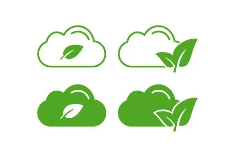 Zero emissions icon. Cloud and leaf illustration symbol. Sign bio fuel zero.. Stock Illustration