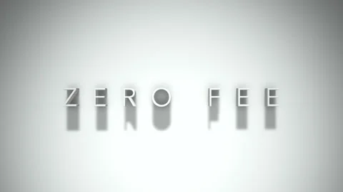 Zero fee 3D title animation with shadows on a white background 스톡 동영상 297670125