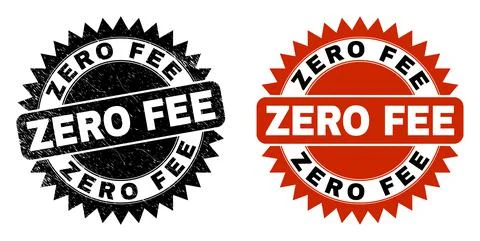 ZERO FEE Black Rosette Seal with Scratched Surface Ilustração Stock