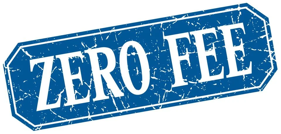 Zero fee blue square vintage grunge isolated sign 스톡 일러스트