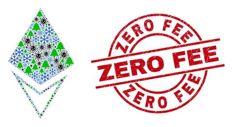 Zero Fee Distress Seal Stamp and Crystal Mosaic of Covid-19 Winter Icons Illustrazione stock
