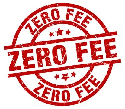 Zero fee round red grunge stamp 스톡 일러스트