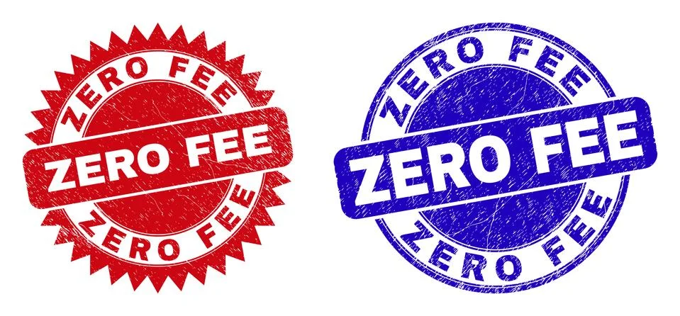 ZERO FEE Rounded and Rosette Stamps with Scratched Surface Ilustração Stock