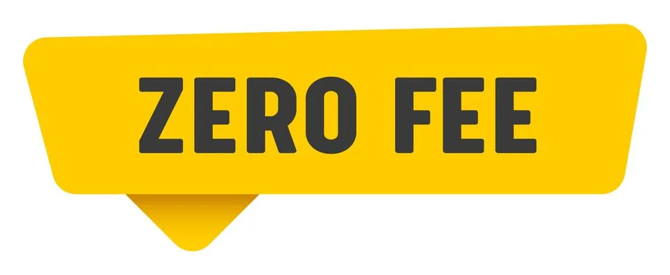 Zero fee sign. zero fee yellow sticker isolated on transparent background Stock Illustration