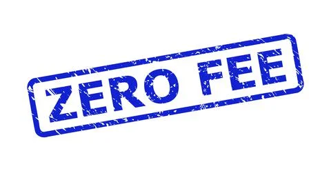 ZERO FEE Watermark with Distress Surface and Rounded Rectangle Frame Stock Illustration
