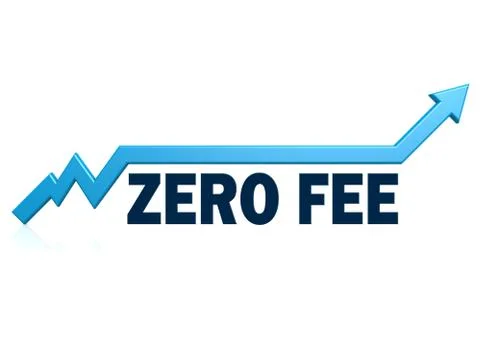 Zero fee word with blue grow arrow 스톡 일러스트