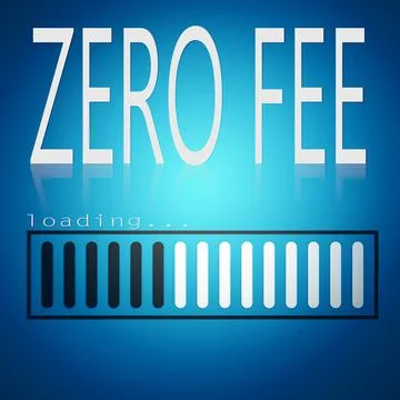 Zero fee word with blue loading bar Illustrazione stock