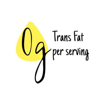 Zero gram trans fat per serving product label Stock Illustration