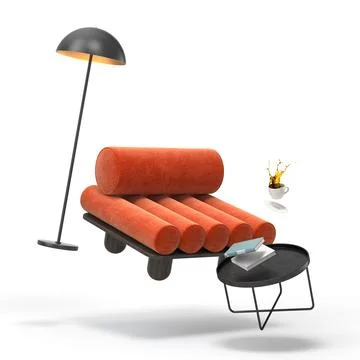 Zero gravity white interior living room 3 D Illustration Stock Illustration