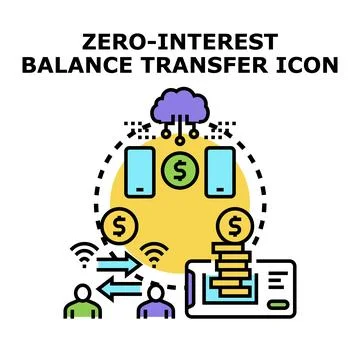 Zero interest balance transfer financial operations concept Stock Illustration