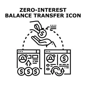 Zero interest balance transfer financial planning icon Stock Illustration