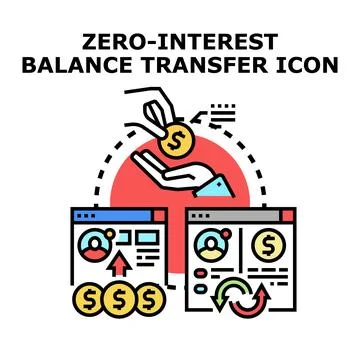 Zero interest balance transfer financial planning icon Stock Illustration