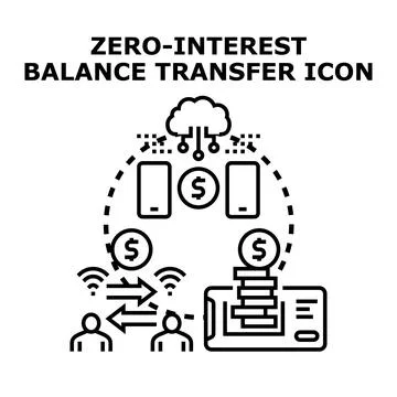 Zero interest balance transfer financial operations concept Stock Illustration