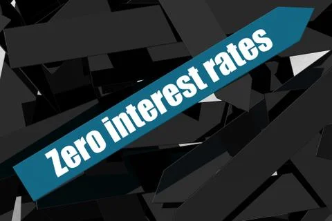 Zero interest rates word on the blue arrow 스톡 일러스트