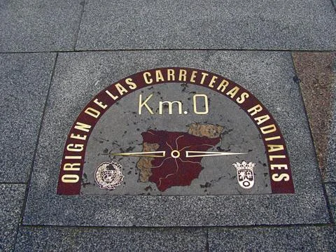 Zero Kilometer point - geographical center of Spain Stock Photos