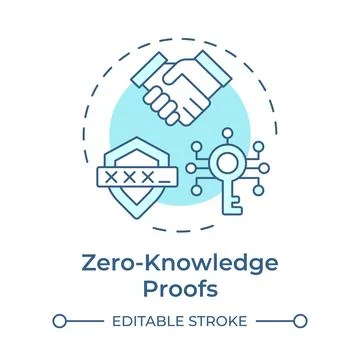 Zero-knowledge proofs soft blue concept icon Stock Illustration