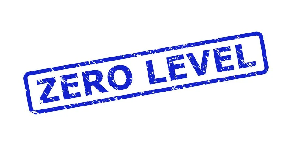 ZERO LEVEL Stamp with Grunge Surface and Rounded Rectangle Frame Stock Illustration