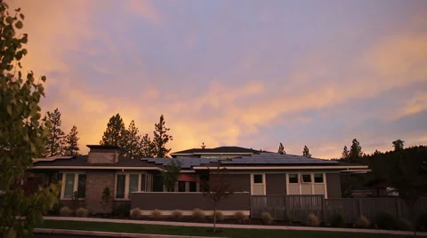 ZERO NET ENERGY HOME AT SUNSET Stock Footage 52551529