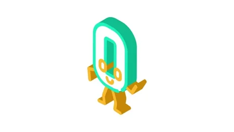 Zero number character isometric icon animation Stock Footage 327295464