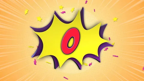 Zero Number Comic Text Animation, with Alpha Matte, Loop Stock-Footage 204008498