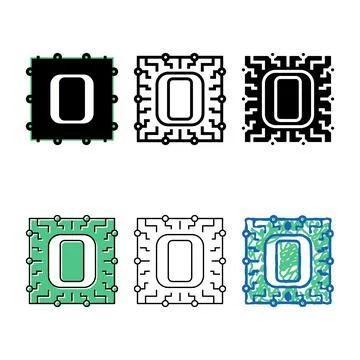 Zero number multistyle color icon vector Stock Illustration