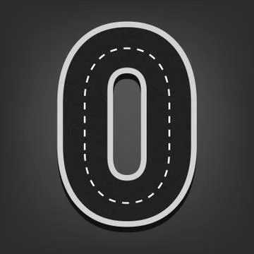 Zero number. Road font Stock Illustration
