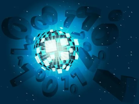 Zero one background means binary matrix and information. Stock Illustration