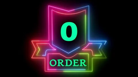 Zero order in neon frame Stock Illustration