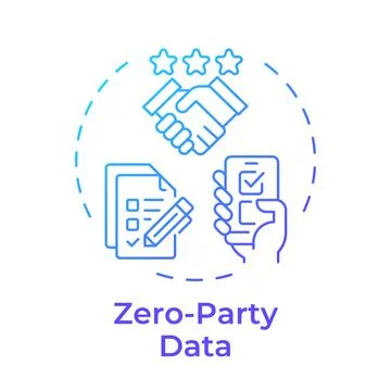 Zero party data blue gradient concept icon 스톡 일러스트