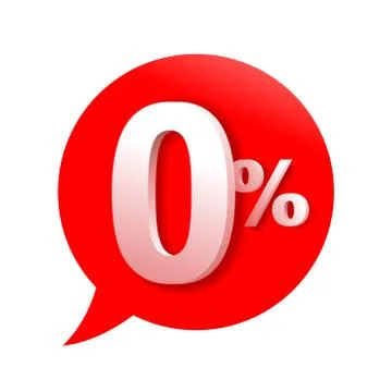 Zero percent 3D badge in bubble form Stock Illustration