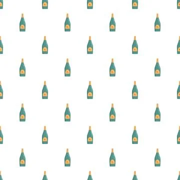 Zero percent alcohol champagne bottle seamless pattern Stock Illustration
