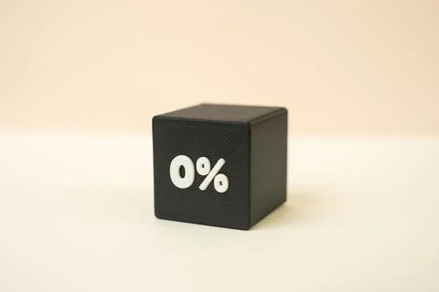 Zero percent on a block, zero progress and inefficient process concept, wor.. Stock Photos