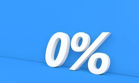 Zero percent on blue background. Stock Illustration