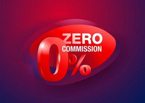 Zero percent commission banner Stock Illustration