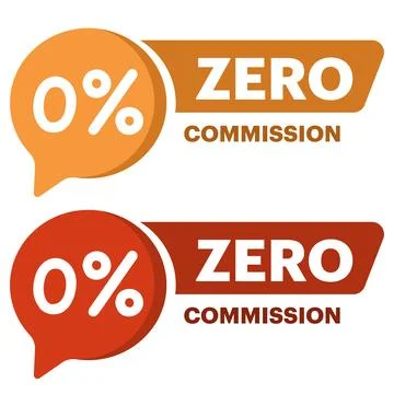 Zero percent commission label concept. Zero percent commission banner. Stock Illustration