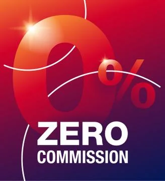 Zero percent commission square banner Stock Illustration