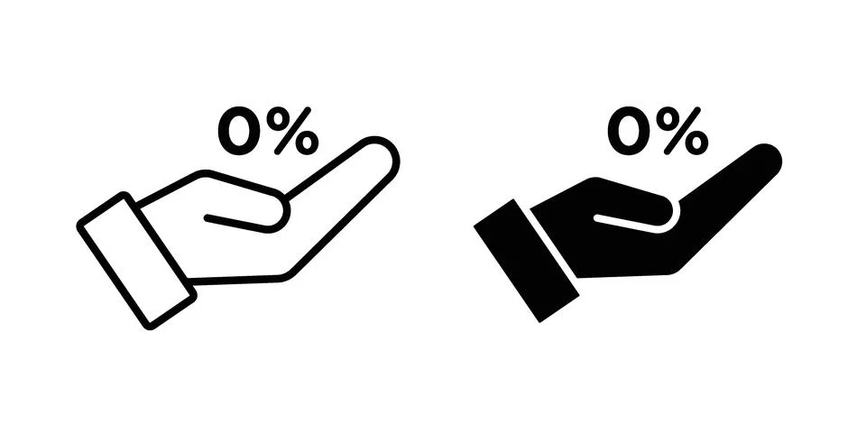 Zero percent icon bundle for website design projects Stock Illustration