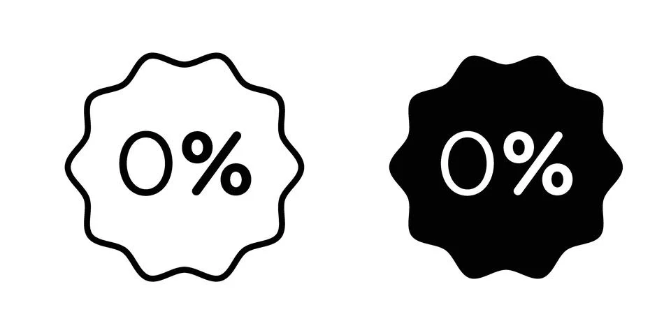 Zero percent icon vector concepts, line and silhouette style Stock Illustration