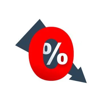 Zero percent isolated badge Stock Illustration