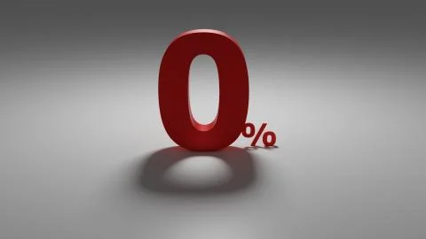 Zero percent text 3D render front Stock Illustration